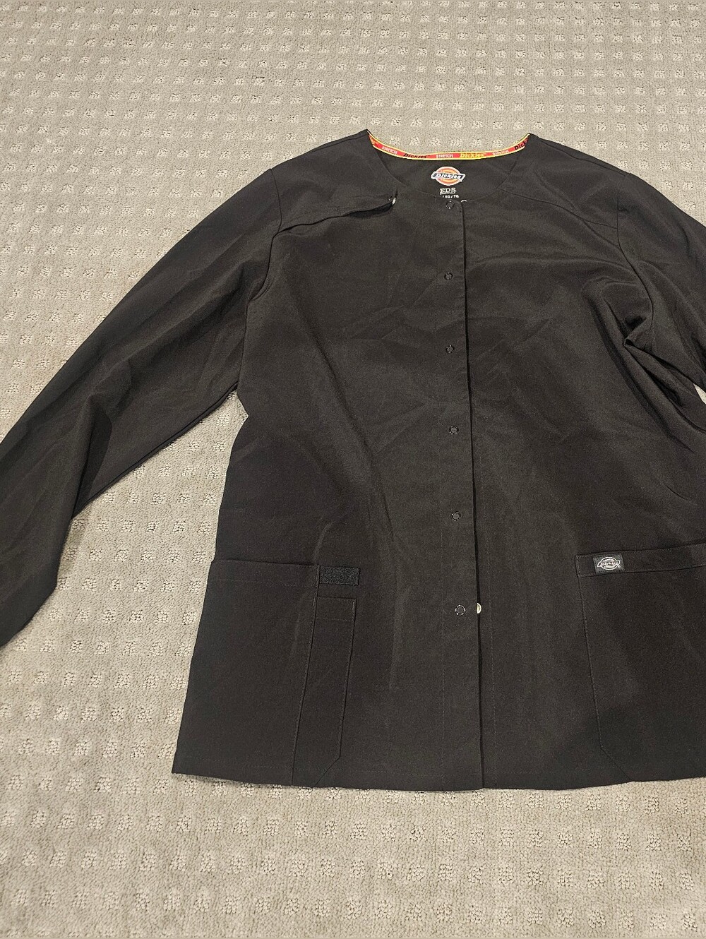 Women's Dickies EDS Black Snap Button Medical Scrub Jacket XL.